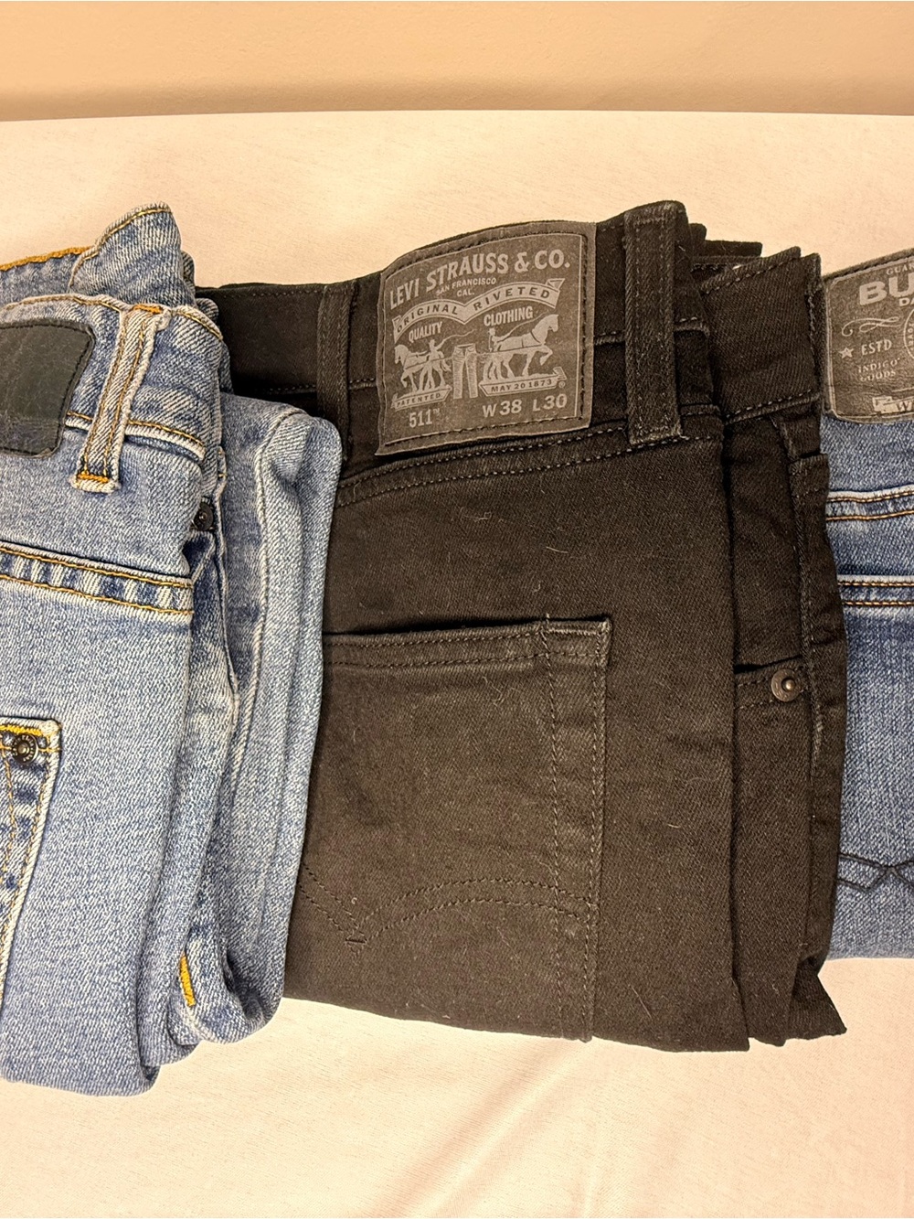 Lot of 3 Men's Jeans 38x30 - Levi's 511, Buffalo David Bitton, Calvin Klein